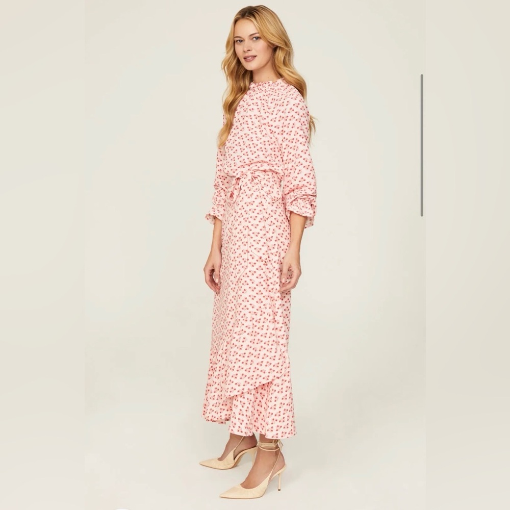 Hill House Home Pink Posy 2pc Set: Millie Top + Mirabel Wrap Skirt Floral Ruffle - Picture 2 of 12
